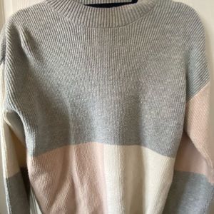 Lucky brand women sweater grey pink white NEW WITH TAG xs